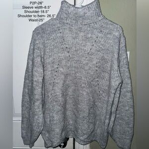Pietro Brunelli Italian Wool Blend Oversized Grey Turtleneck Wide Sleeves Large